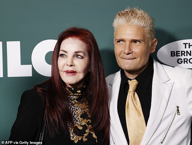 Priscilla was pictured with actor Corey Feldman at the event in Southern California on Saturday