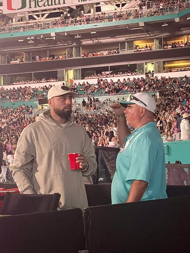 Kelce's best friend Ross Travis (left) attended Swift's Eras Tour on Saturday