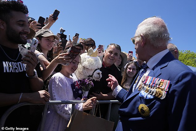 Nine-year-old Hephner spectacularly picked out his lines as he was introduced to the King outside the Australian War Memorial