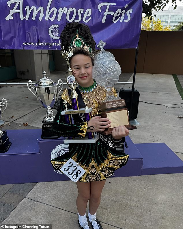 But the pair are on good terms and they both showed how proud they were of their daughter Everly, 11, after she won two trophies at an Irish dancing competition.