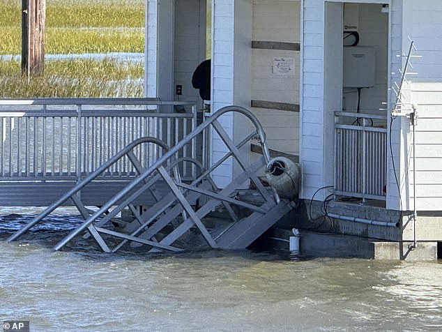 The gangway, installed in 2021, collapsed when an estimated 700 people visited the largely untouched island of Sapelo