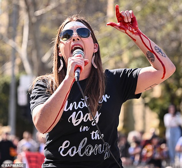 Ms Thorpe (pictured at a protest in 2022) has repeatedly made headlines for her divisive protests and opinions