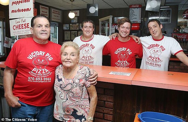 Richard Ceccoli, his mother Mary and his sons, from left to right, Richard, Robert and Randon - as they celebrate the restaurant's 75th anniversary in 2017