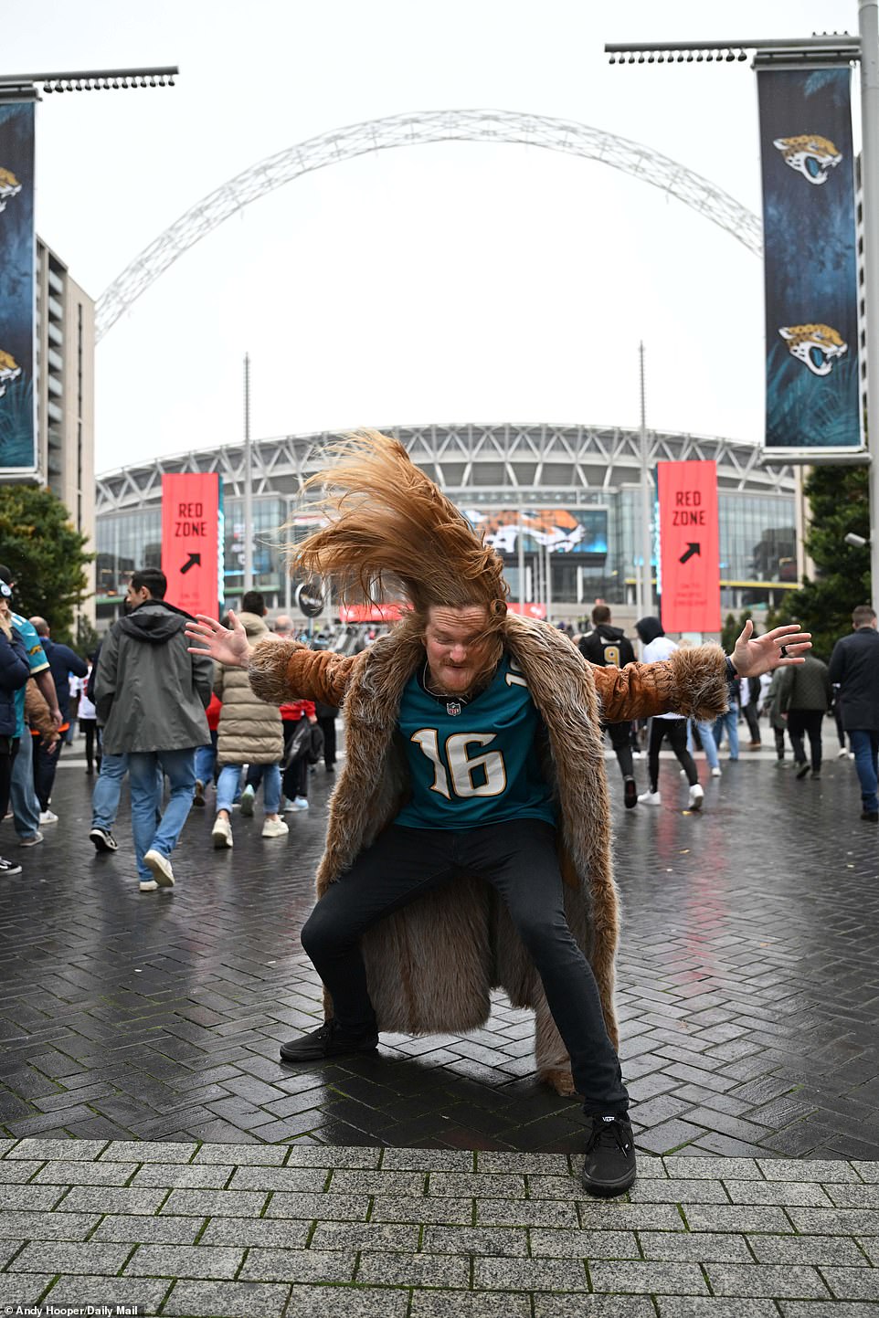 Fans enjoyed the pre-match atmosphere outside the stadium. They were part of a record crowd for an NFL game at Wembley