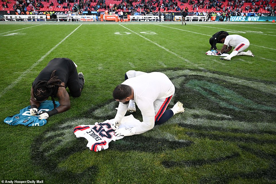 Players signed and exchanged jerseys after the painful encounter ended and the Jaguars claimed a huge win