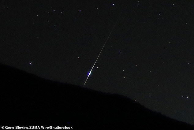 When dust grains from Halley's Comet hit Earth, they produced extremely fast-moving shooting stars with fine trails. The shower will be at its peak in the next two to three days and will continue until November 7. Pictured: A meter of the Orionid Meteor Shower, imaged by NASA