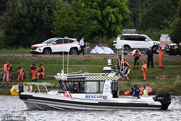 Emergency services rushed to the boat ramp at Shearer Park off Hollywood Drive, Lansvale, on the Georges River after reports that a woman and two children were 'in distress' in the water