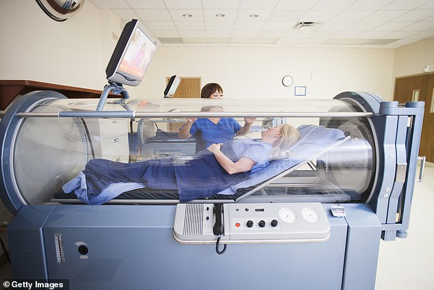 Women will sit in the hyperbaric chamber for 90 minutes at a time, five days a week, for eight weeks, breathing pure oxygen