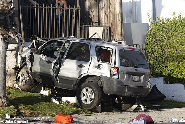 The car Bruno drives is depicted in the aftermath of the October 10 horror hit