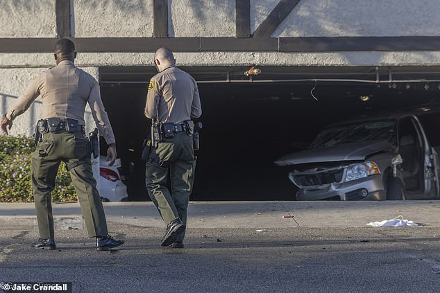 The Ford SUV in which Abouab was a passenger was pushed into a parking garage by the force of the impact