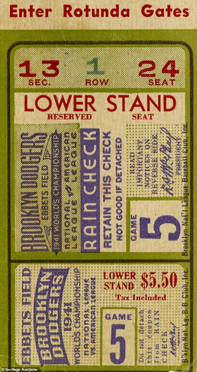 A ticket for the first World Series meeting between the Dodgers and Yankees cost $5.50 in 1941