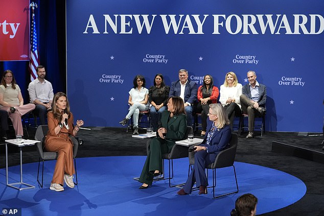 The conversation with Harris and Cheney in Michigan was moderated by Maria Shriver, a Democrat from the Kennedy family who once served as first lady of California while married to Republican Governor Arnold Schwarzenegger. She noted her own experience as she touted the dual event