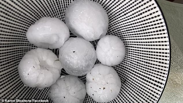 The hailstones were reported to range from the size of golf balls to tennis balls