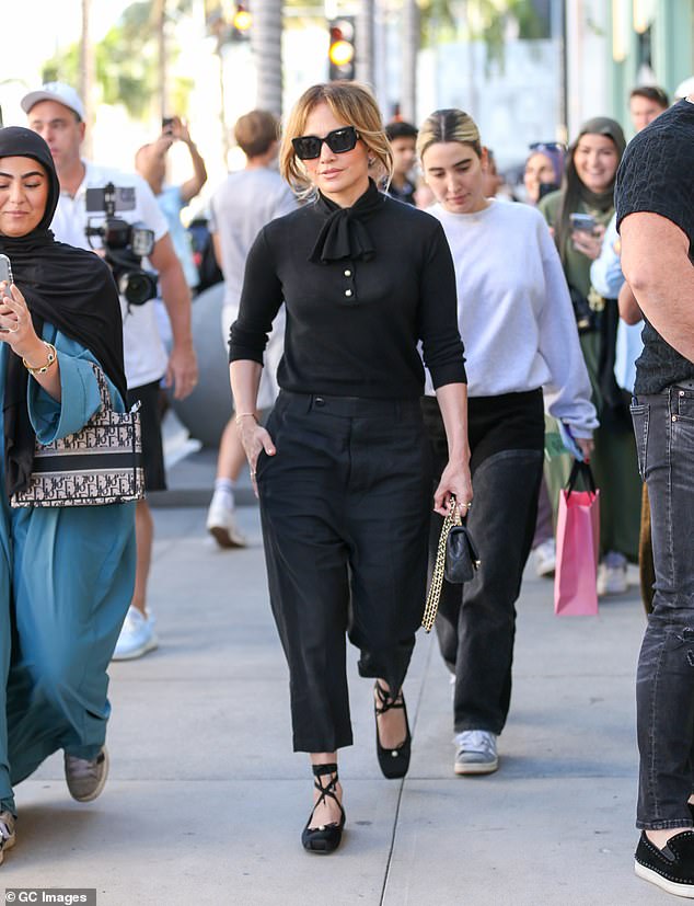 Lopez was the center of attention as she walked around LA on Sunday