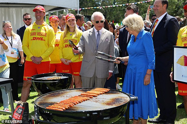 The King and Queen declined the chance to taste any of the sausages, which included lamb, beef, pork and vegetarian varieties