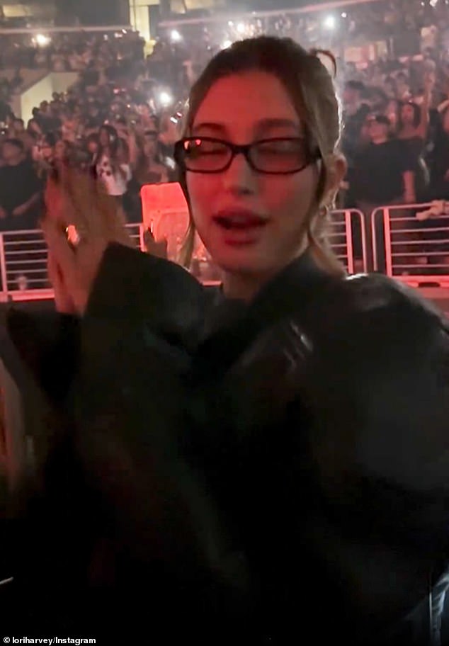 “Hailey has been pressuring Justin to go out and show that he is doing well, but this didn't show that at all,” an insider told DailyMail.com (Hailey pictured during the performance)