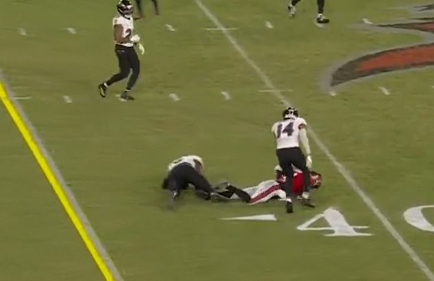 Gruesome replays showed Godwin's leg twisting the wrong way after he was tackled