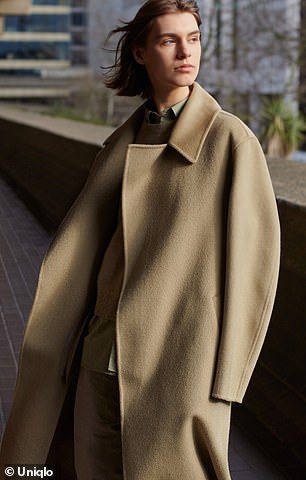 The Uniqlo:C wool wrap coat is available in five versatile shades, including camel