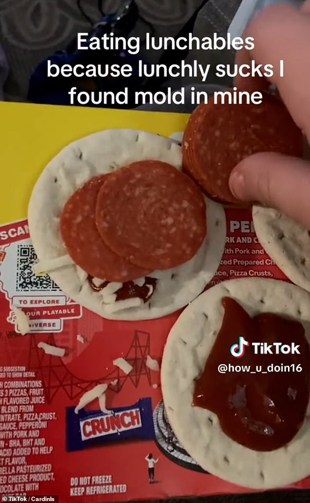 TikTokker says they're now eating Lunchables because they found 'mold' on their Lunchy package