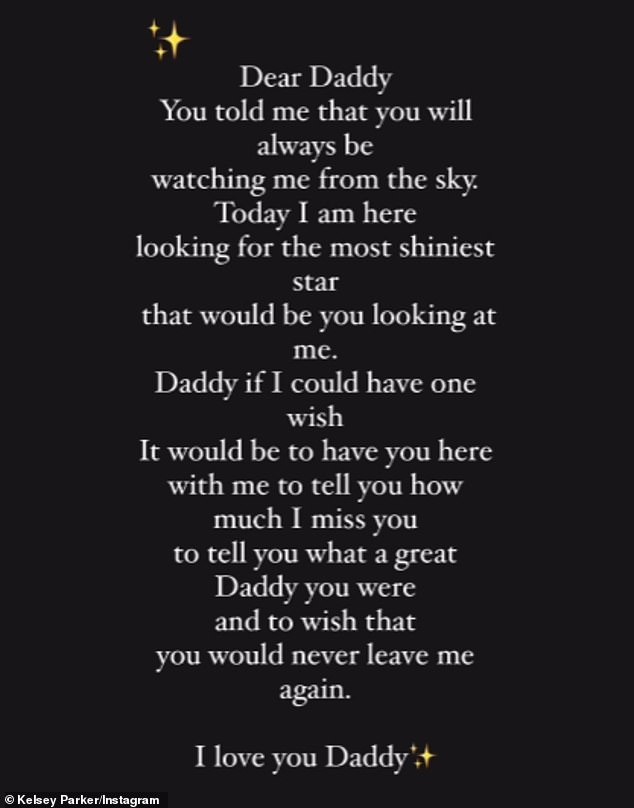 Kelsey - who has children Aurelia and Bodhi with the late The Wanted Singer - reached out to Cheryl and uploaded a moving poem to Instagram, written from the perspective of a child grieving his father