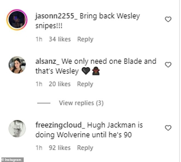 Instagram user @jasonn2255_ wrote, “Bring back Wesley Snipes!”