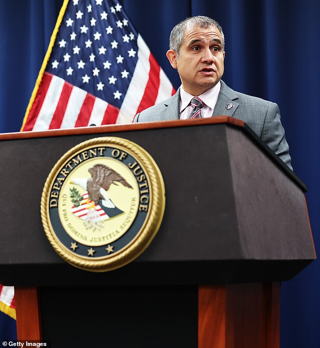 Carlos Ortiz, deputy chief of Detective Bureau Special Victims Division, speaks during a press conference at the United States Attorney's office on October 22, 2024 in New York City