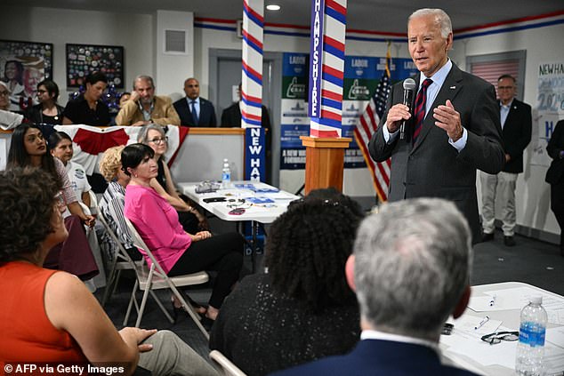 Biden made the statement during a visit to a campaign office in Concord, New Hampshire