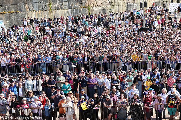 No fewer than 10,000 people showed up to support the King and Queen