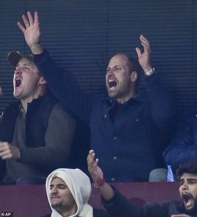 Prince William reacts during the Champions League match between Aston Villa and Bayern Munich