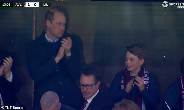 Prince William and Prince George celebrated Aston Villa's opening goal against Lille in April