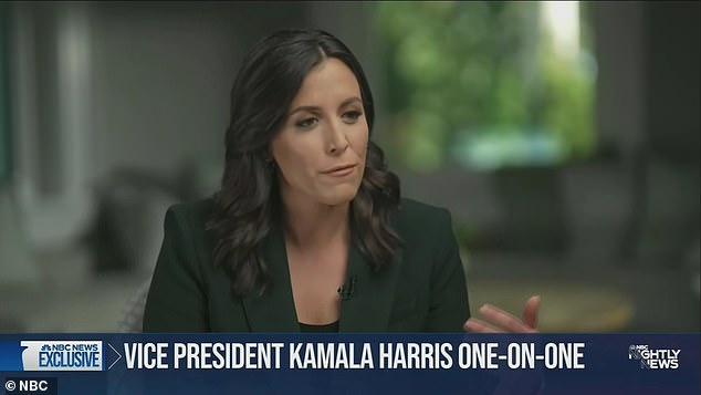 Social media erupted with criticism over Hallie Jackson's questioning of Harris, claiming it was 'flawed' to ask whether the vice president would consider a pardon for former President Donald Trump