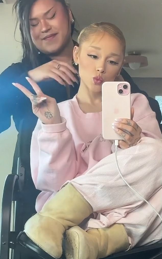 Ariana gave Nara a soft hug for the 'made from scratch' videos in her own 'get ready with me' video, taken as she prepared for this year's Academy Museum Gala