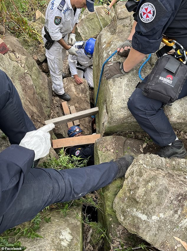 Emergency services had to remove a 500kg boulder to save the young woman