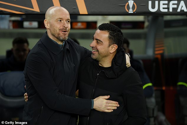 Xavi Hernandez (right) has been identified as a contender to become head coach of Man United