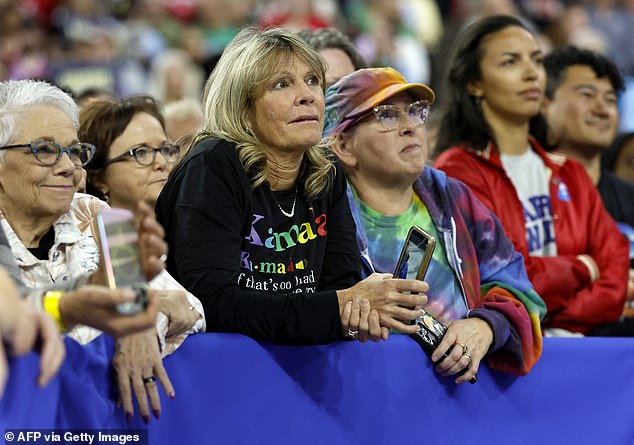 Harris supporters watched as Obama spoke in Madison. At one point, someone in the crowd shouted, 