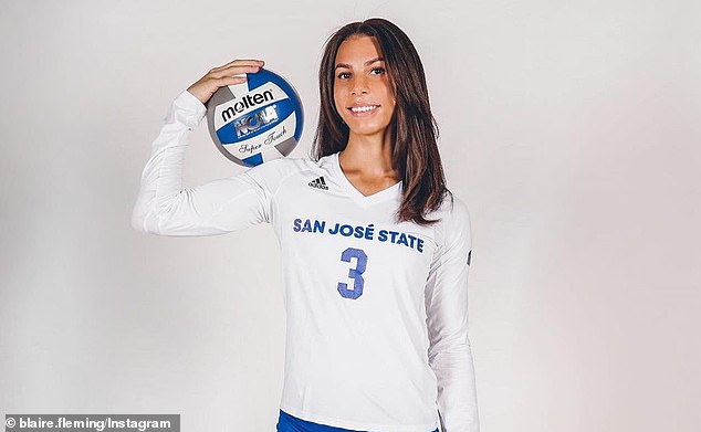 Fleming (pictured), a redshirt senior in their third season on San Jose State's roster, is at the center of a class-action lawsuit filed against the NCAA after claims they are a biological male