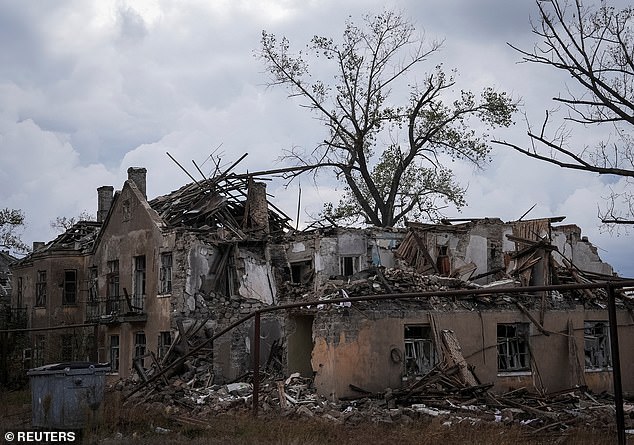 A view of a damaged residential building, during the conflict between Russia and Ukraine, in the frontline city of Khasiv Yar in the Donetsk region, Ukraine, October 16, 2024