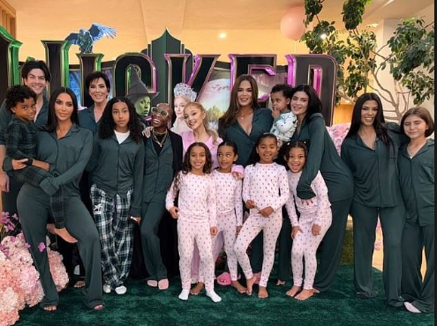 Kim Kardashian and her family were joined by Ariana Grande and Cynthia Erivo for a special screening of Wicked for her birthday