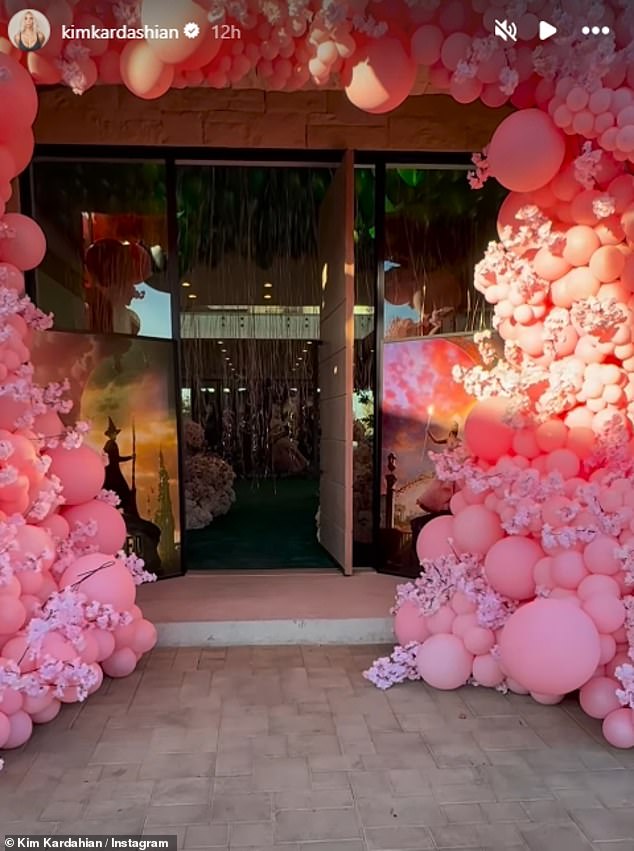 There were hundreds of pink balloons in the entranceway