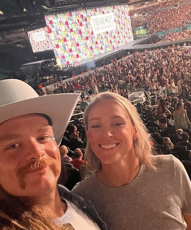 The retired center's wife Kylie posed for a selfie with his former teammate Beau Allen