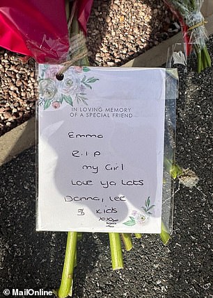 Flowers were left today at the spot where Emma fell. Read one floral tribute