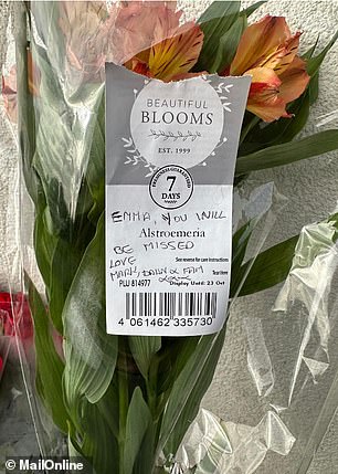 Flowers were left today at the spot where Emma fell