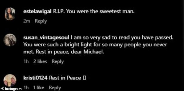 Following his death, social media users and fans have since shared their condolences on Michael's final Instagram post - which was uploaded a year earlier in October 2023.