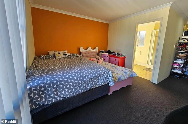 A successful tenant would have their own 'master bedroom' (pictured), but would have limited access to the living room and backyard during business hours