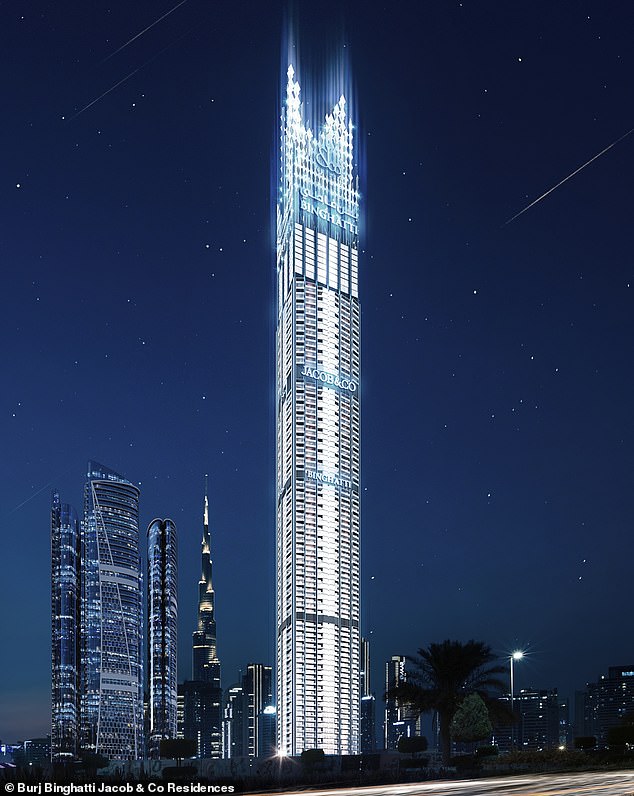 Burj Binghatti Jacob & Co Residences will span more than 100 floors of lavish two- and three-bedroom residences