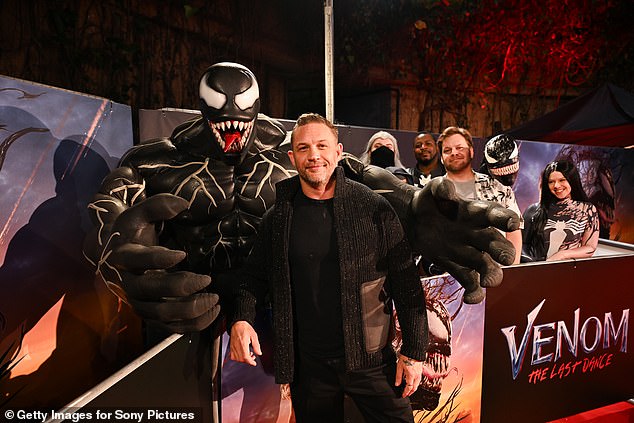 He posed with his Venom character at the premiere