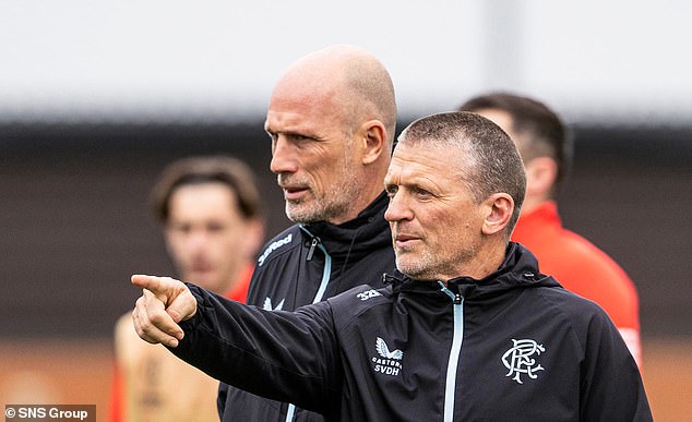 Clement and assistant Stephan Van Der Heyden keep a close eye on the training sessions