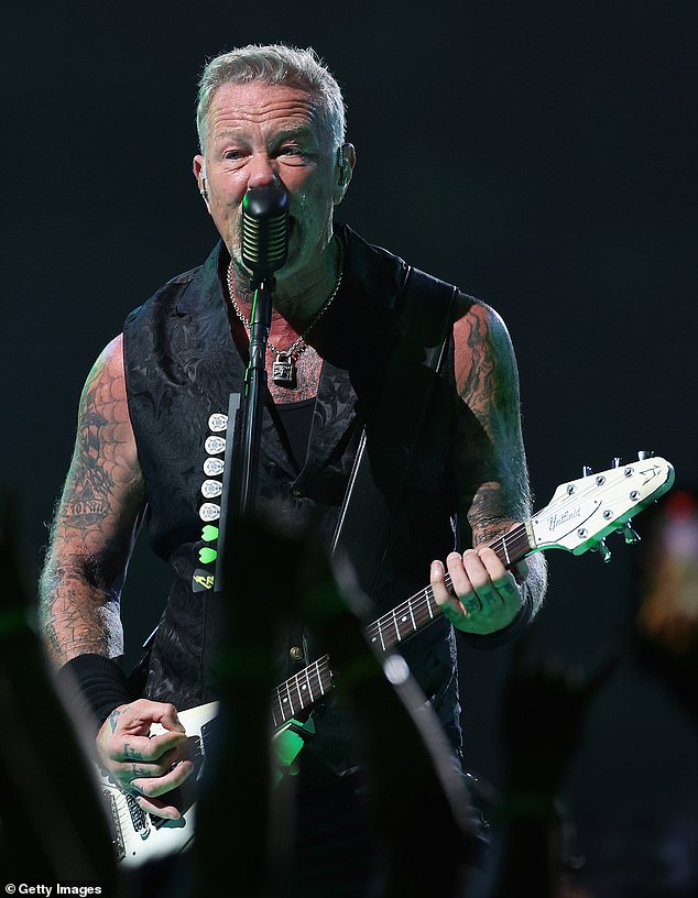 The tour will mark the first time Metallica has hit Australian shores since 2013's Soundwave festival, where they headlined alongside Linkin Park and Blink-182. Hetfield pictured in 2023