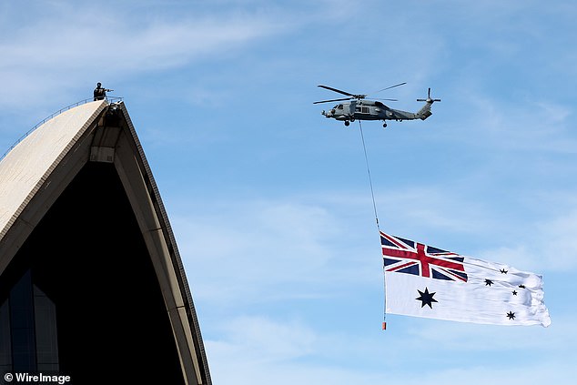 Two snipers kept an eye on the crowds in the Opera House on Tuesday