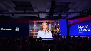 GM leader Mary Barra in a presentation at the Qualcomm Snapdragon Summit 2024